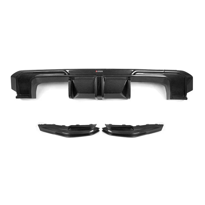 SooQoo BMW G80 & G81 M3 Rear Diffuser + Rear Splitters In Gloss Carbon Fibre