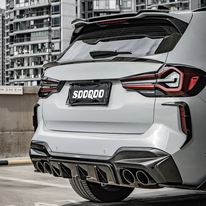 SooQoo BMW F97 X3M LCI SQ Rear Canards In Gloss Pre Preg Carbon Fibre (Facelift 2022+)