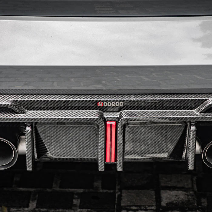 SooQoo BMW G80 & G81 M3 Rear Diffuser + Rear Splitters In Gloss Carbon Fibre