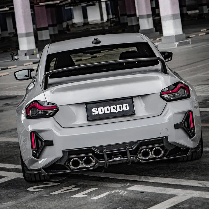 SooQoo BMW G87 M2 Rear Bumper Inserts In Gloss Carbon Fibre
