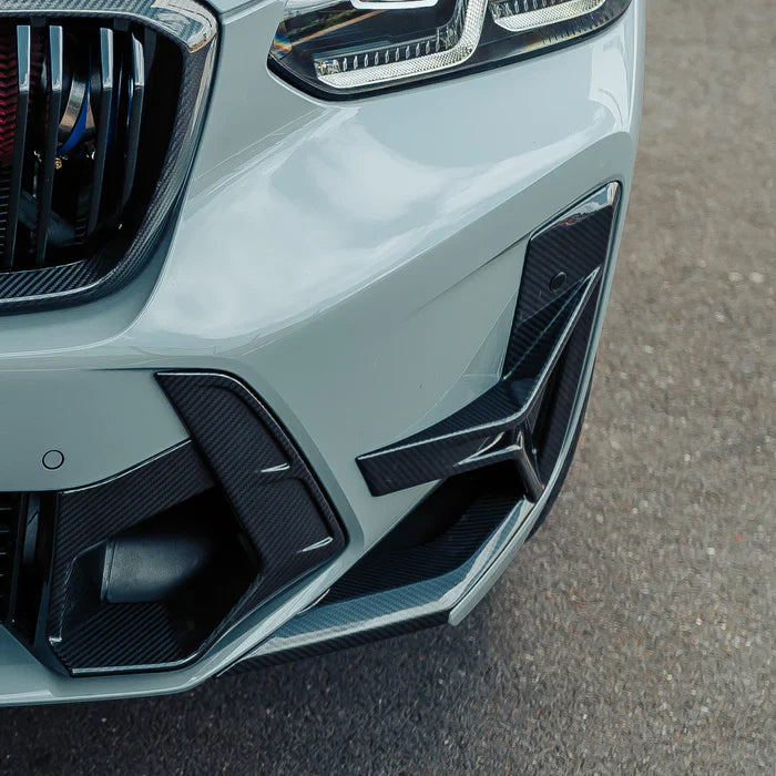 SooQoo BMW X3M F97 & X4M F98 LCI Front Canards In Gloss Pre Preg Carbon Fibre (Facelift 2022+)