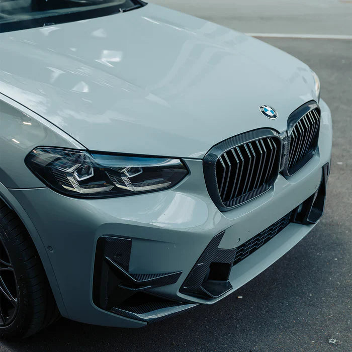 SooQoo BMW X3M F97 & X4M F98 LCI Front Canards In Gloss Pre Preg Carbon Fibre (Facelift 2022+)