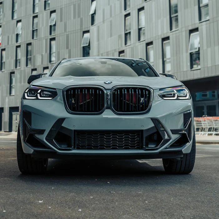 SooQoo BMW X3M F97 & X4M F98 LCI Front Canards In Gloss Pre Preg Carbon Fibre (Facelift 2022+)